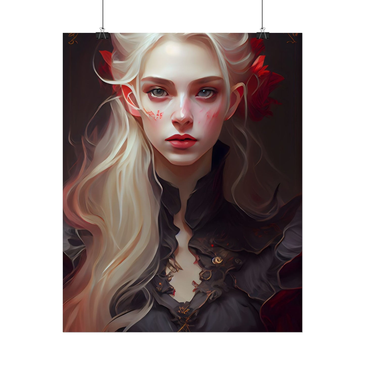 Beautiful Blonde Portrait: A Stunning Female in Black Top - Poster