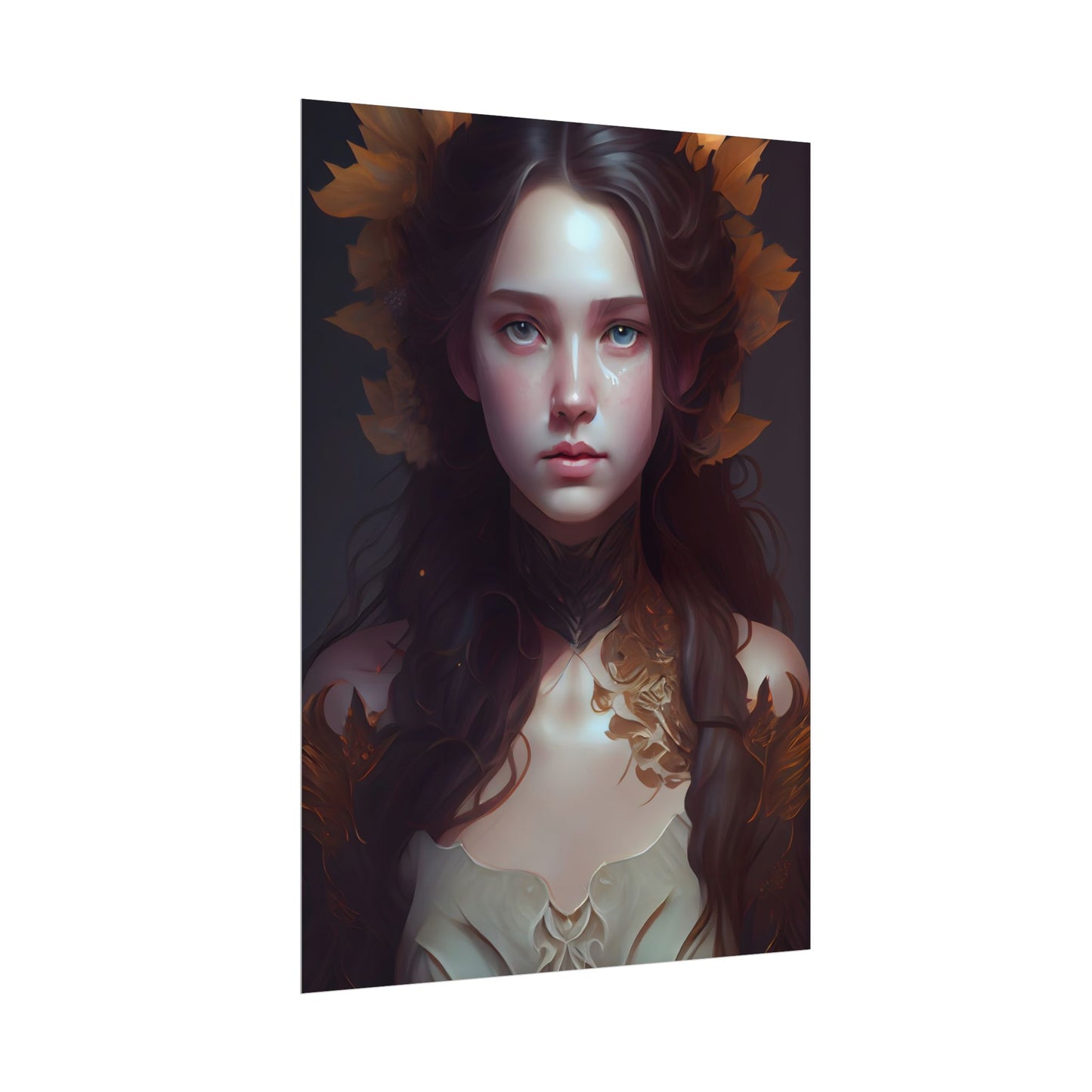 Brown Hair Female Portrait: Artistic Style Digital Art - Poster