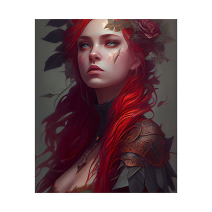 Intimate Red Hair Portrait: Artistic Female Figure in Black Dress - Poster