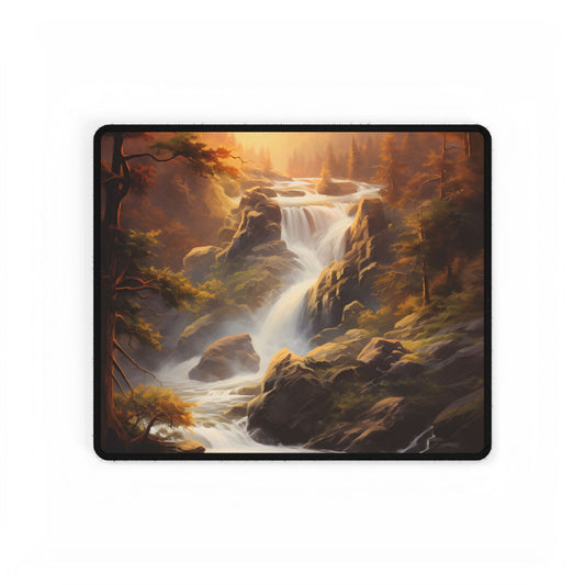 Breathtaking Waterfall: Oil Painting Artwork - Desk Mat