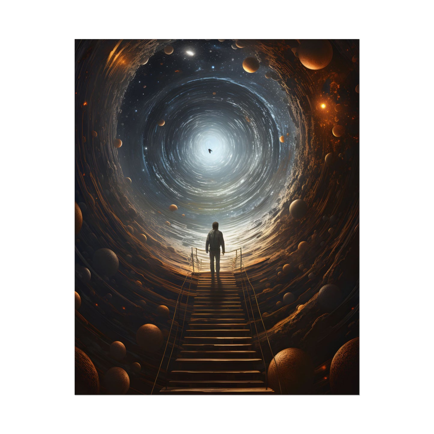 Space-Time Explorer: Intrepid Journey in Black and White - Poster