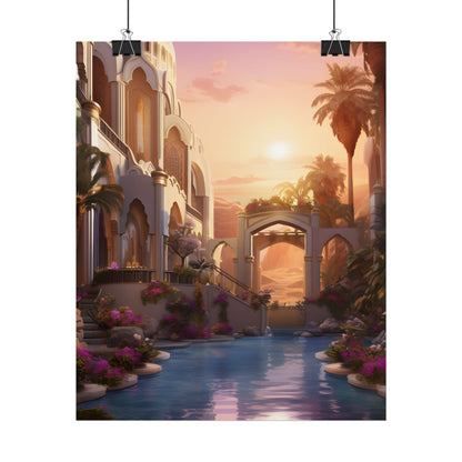 Desert Oasis Serenity: Arabian Nights-Inspired Artwork - Poster