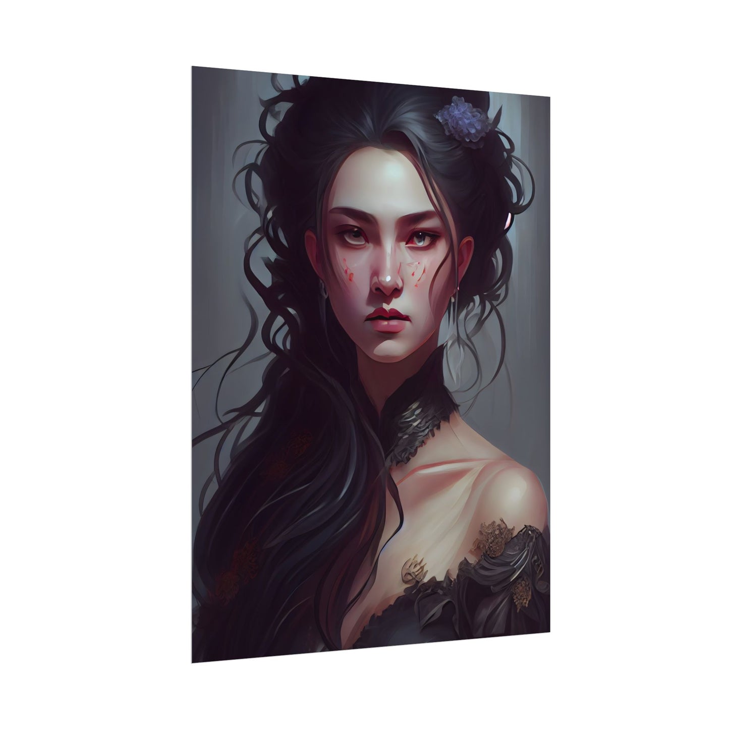 Astonishing Female Portrait: Dr. Black Hair Elegance - Poster