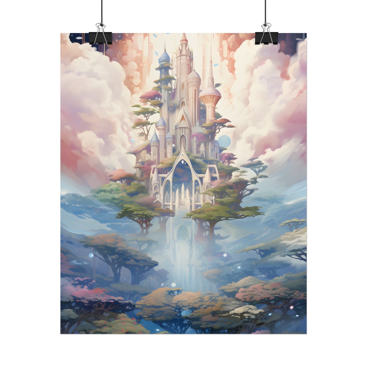 Surreal Floating City in Celestial Fantasy: A Dreamlike Digital Artwork - Poster