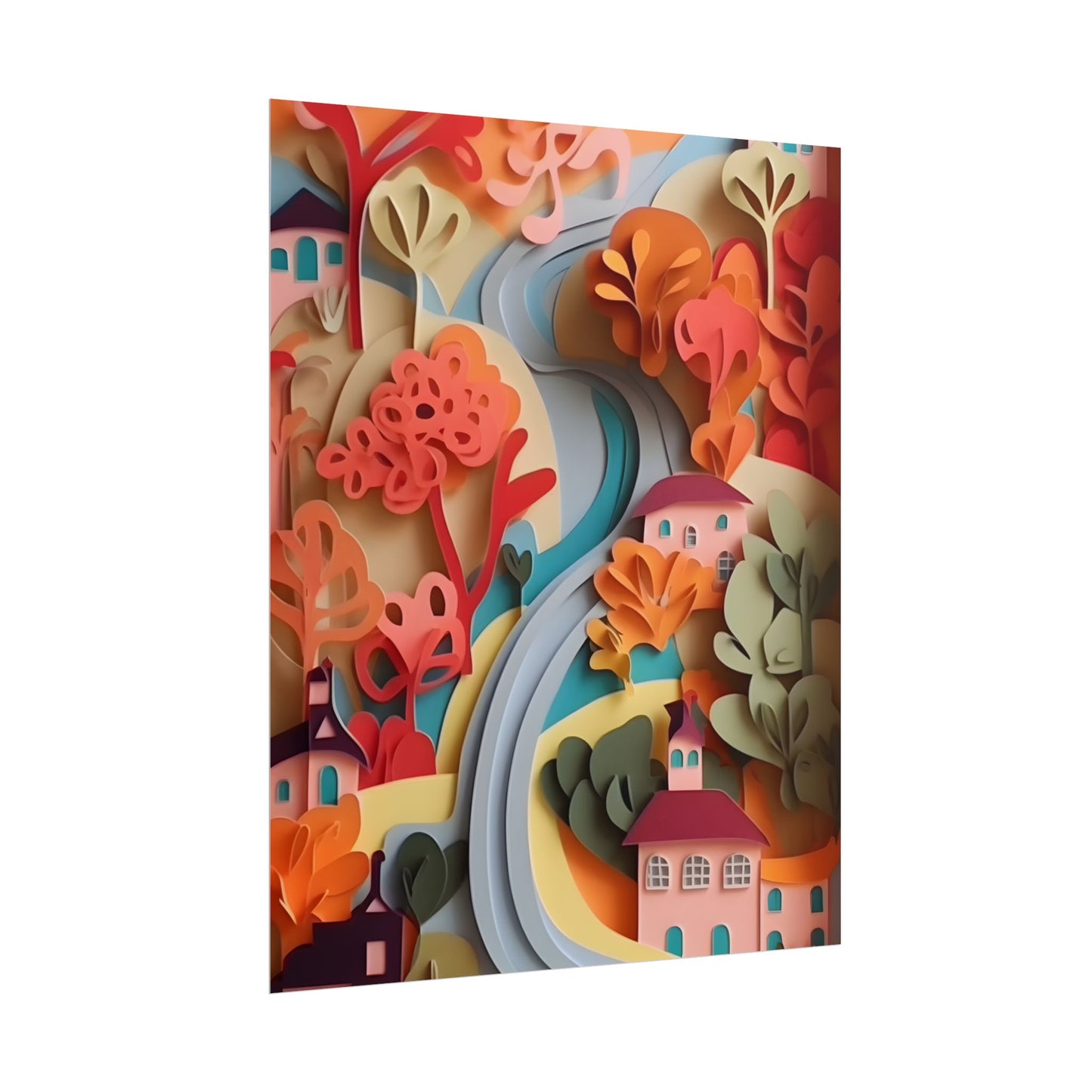 Intricate European Landscape: Paper Quilling Artwork - Poster