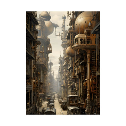 Steampunk Cityscape: A Glimpse into Jules Verne's Paris - Poster