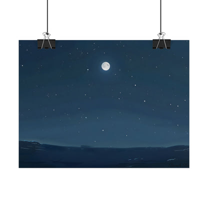 Starry Night Sky: Minimalist Beauty in Blue - Poster