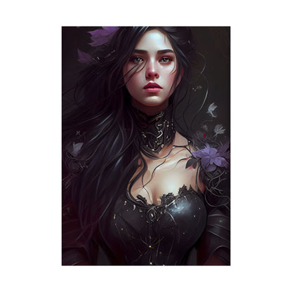 Striking Woman Portrait: Black Hair Artwork - Poster