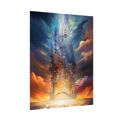 Vibrant Cyber Dreamscape: Abstract Digital Artwork - Poster