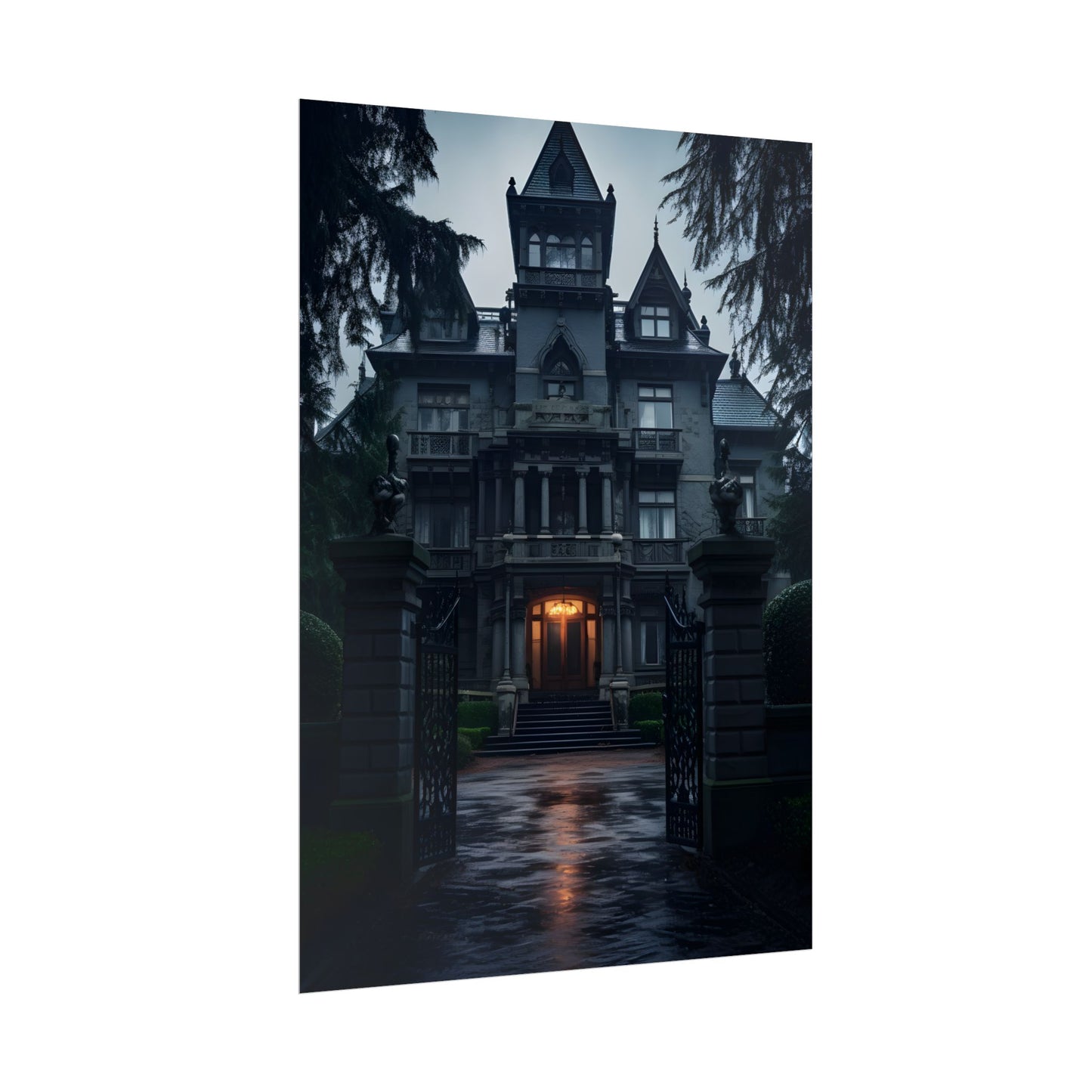 Haunted Victorian Mansion: Spooky Atmosphere Artwork - Poster