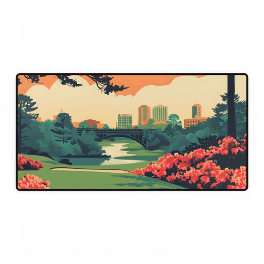 Retro Golf Scene at Augusta: Classic Artwork - Desk Mat