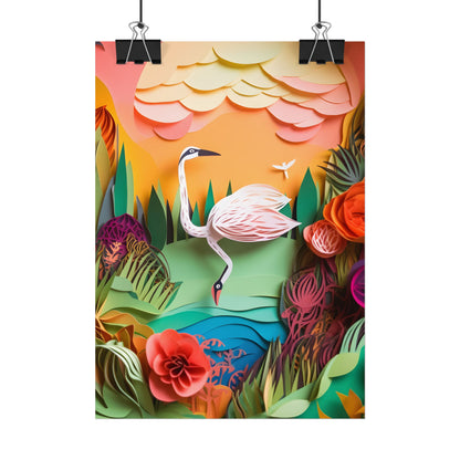 Peaceful Island Landscape: Paper Quilling Water Scene Art - Poster
