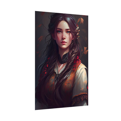 Vibrant Portrait: Brown Hair, Green Eyes Artwork - Poster