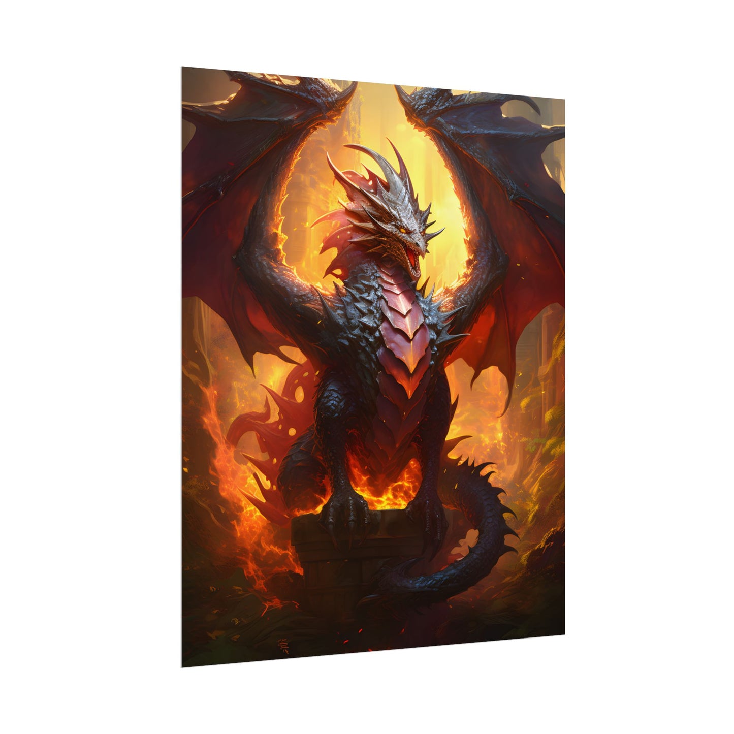 Fantasy Dragon's Treasure Hoard: Ancient Artwork - Poster