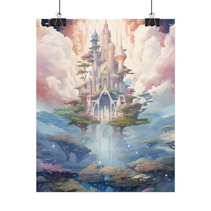 Surreal Floating City in Celestial Fantasy: A Dreamlike Digital Artwork - Poster