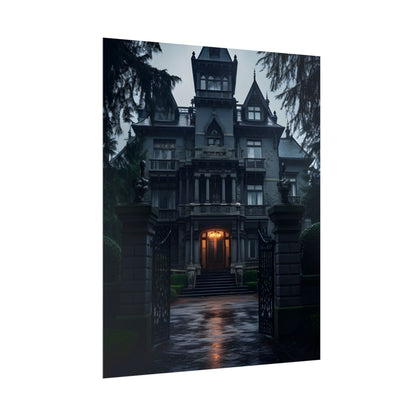 Haunted Victorian Mansion: Spooky Atmosphere Artwork - Poster