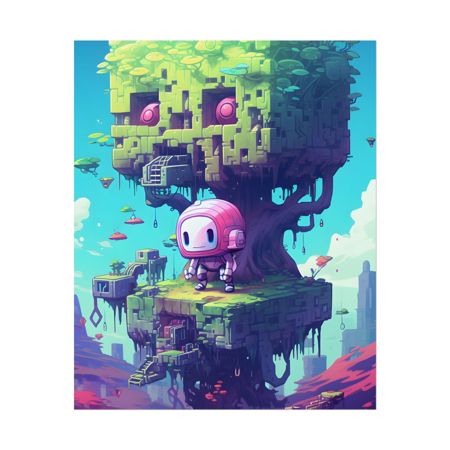 Futuristic Pixel Art: Cyber-Pet Adventure - Poster