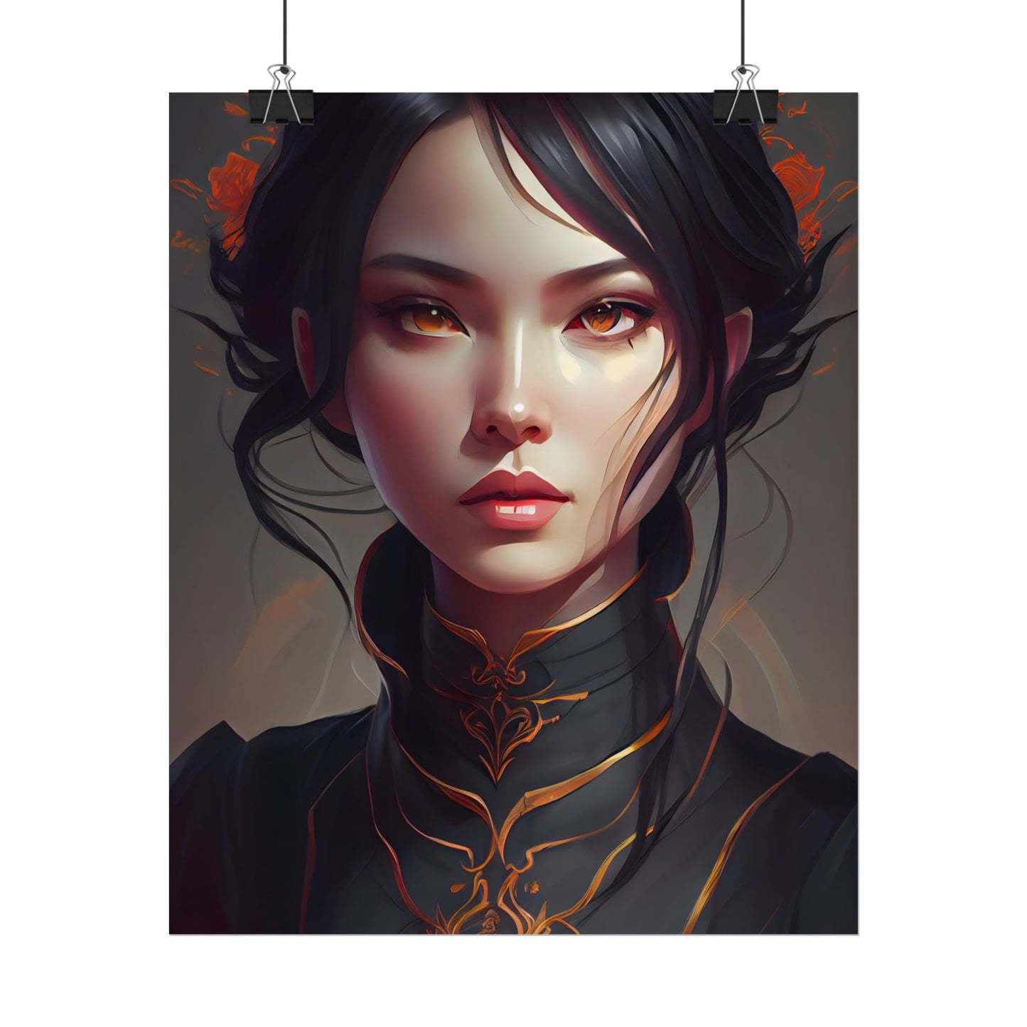 Realistic Female Portrait in Elegant Dress - Poster