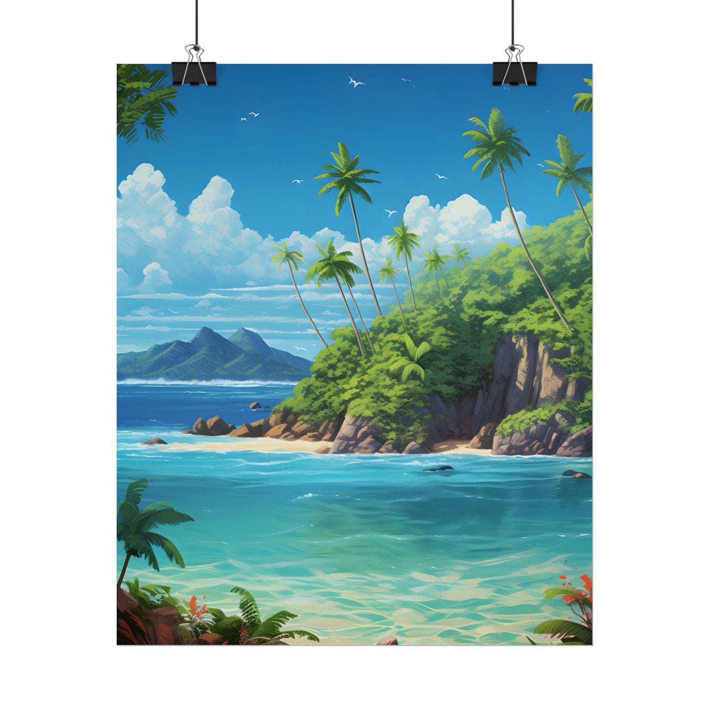 Tranquil Tropical Paradise: Calming Island Scene Art - Poster