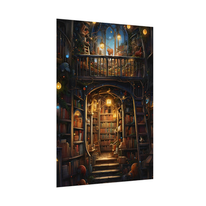 Magical Bookshop Art: A Serene & Enchanting Scene - Poster