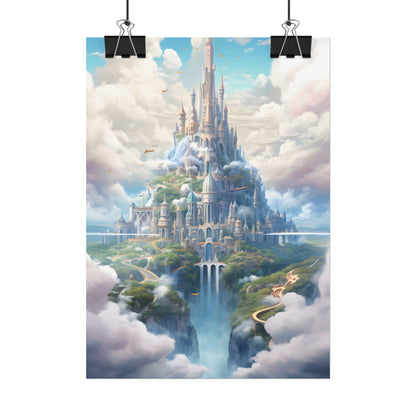 Floating City in Celestial Fantasy Realm: Whimsical Artwork - Poster