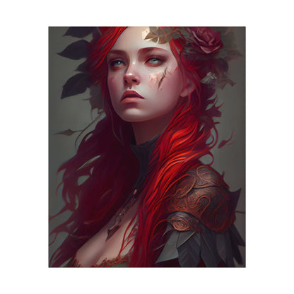 Intimate Red Hair Portrait: Artistic Female Figure in Black Dress - Poster