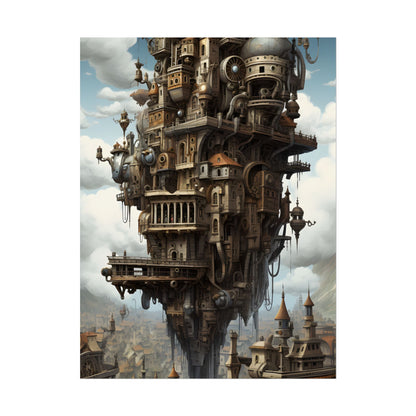 Steampunk Paris Cityscape: Colorful 19th Century Artwork - Poster