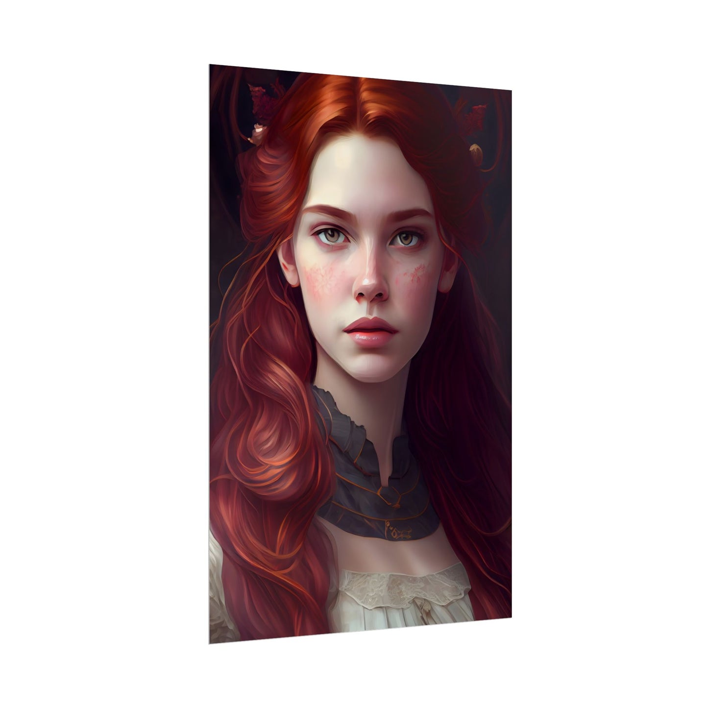 Beautiful Redhead Female Portrait: Classic Timeless Artwork - Poster