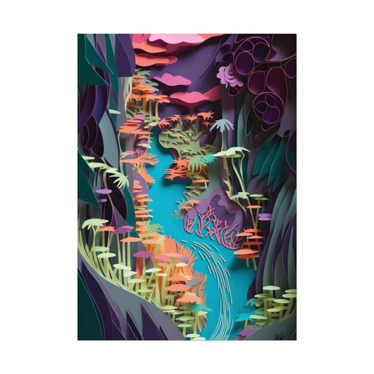Handcrafted American Quilled Landscape: Paper Artwork - Poster