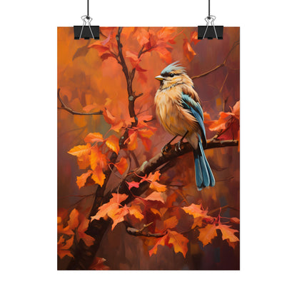 Vibrant Oak Branch: Colorful Oil Painting Artwork - Poster