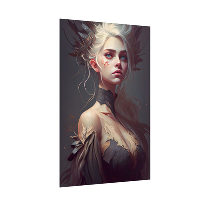 Elegant Blonde Portrait: Outdoor Woman in Dress - Poster
