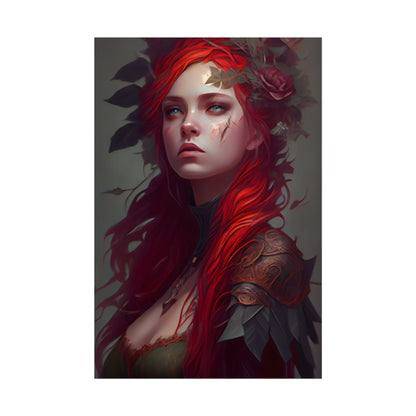 Intimate Red Hair Portrait: Artistic Female Figure in Black Dress - Poster