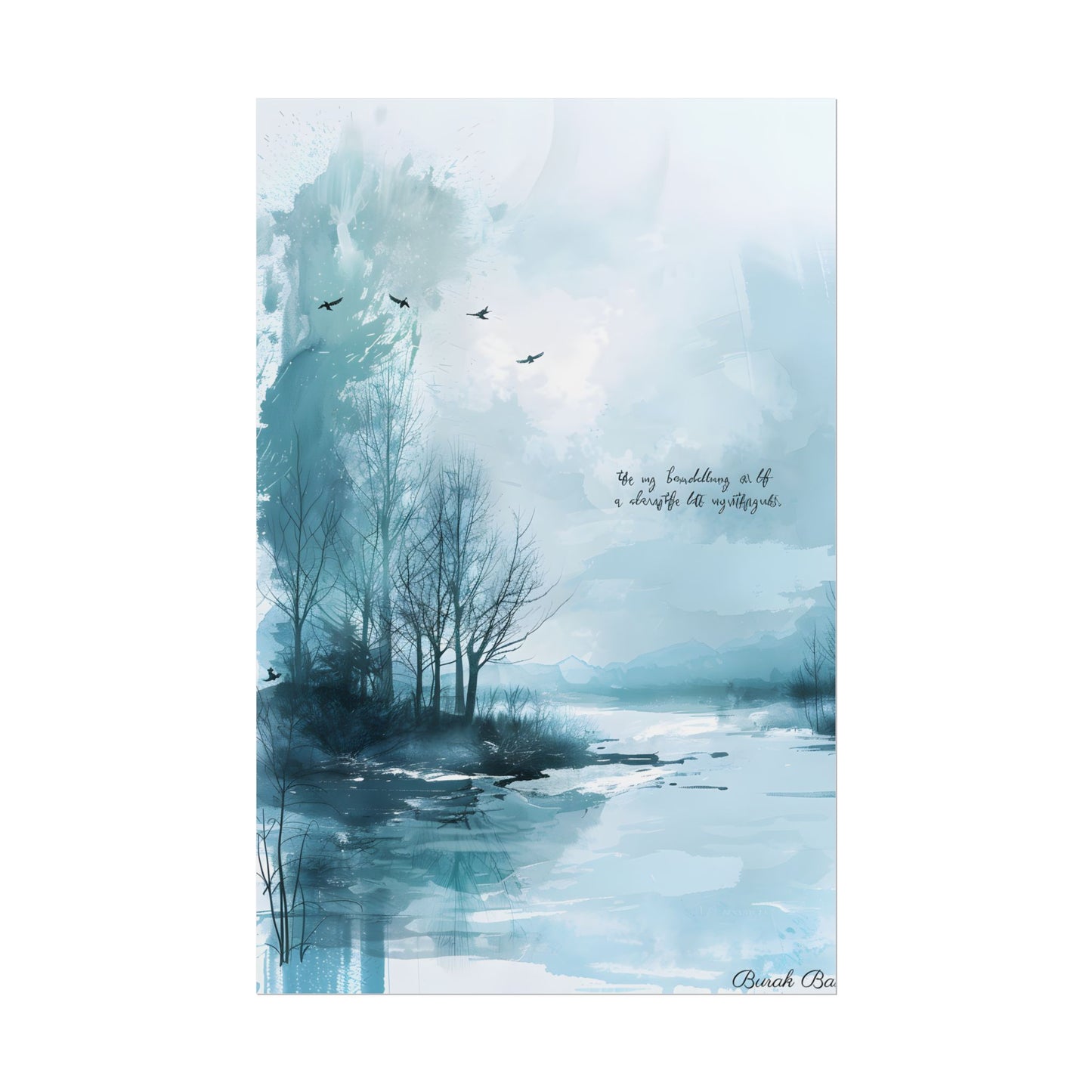 Serene Landscape: A Peaceful Nature Scene with Inspirational Quote - Poster