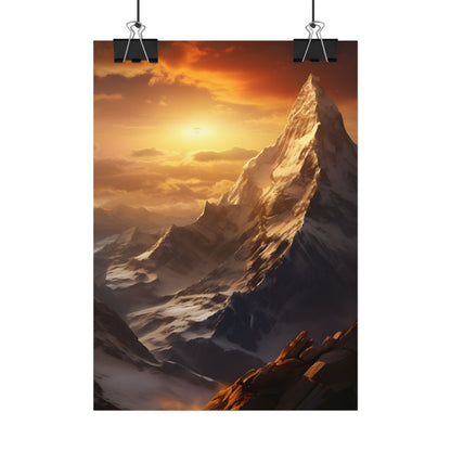 Majestic Mountain Summit: Epic Sunrise View - Nature Landscape Art - Poster