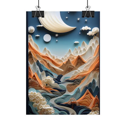 Vibrant European Quilled Landscape: Intricate Paper Art - Poster