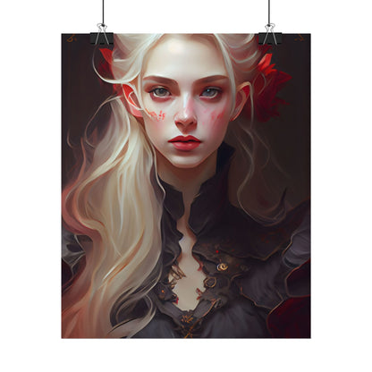 Beautiful Blonde Portrait: A Stunning Female in Black Top - Poster