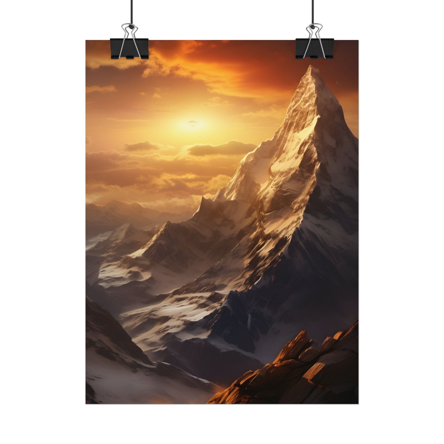 Majestic Mountain Summit: Epic Sunrise View - Nature Landscape Art - Poster