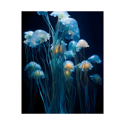 Bioluminescent Oceanic Ballet: Dancer's Magical Night Performance - Poster