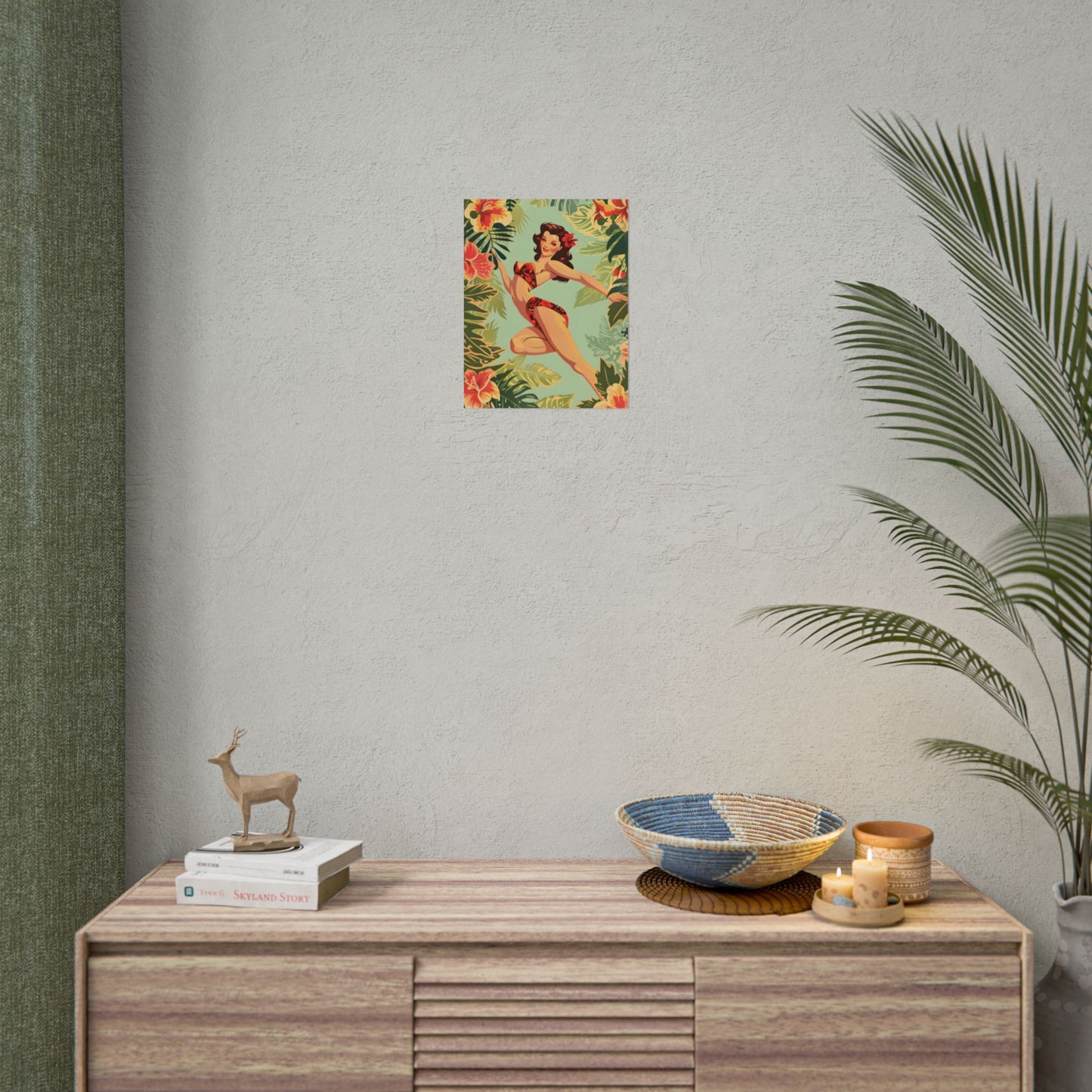 Vintage Retro Pin-Up Girl: Mid-Century Art Illustration - Poster