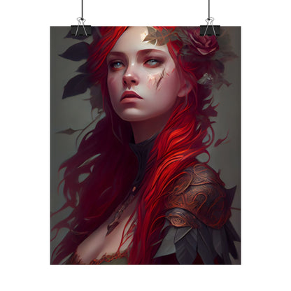 Intimate Red Hair Portrait: Artistic Female Figure in Black Dress - Poster