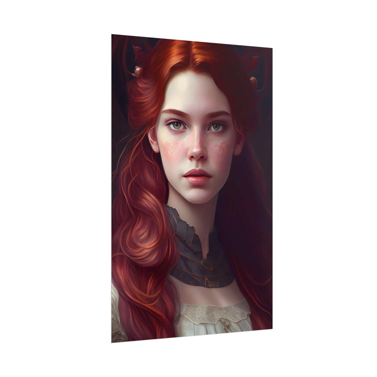 Beautiful Redhead Female Portrait: Classic Timeless Artwork - Poster