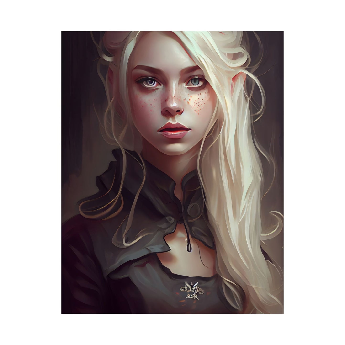 Blonde Portrait: Elegant Woman in Black Dress - Poster