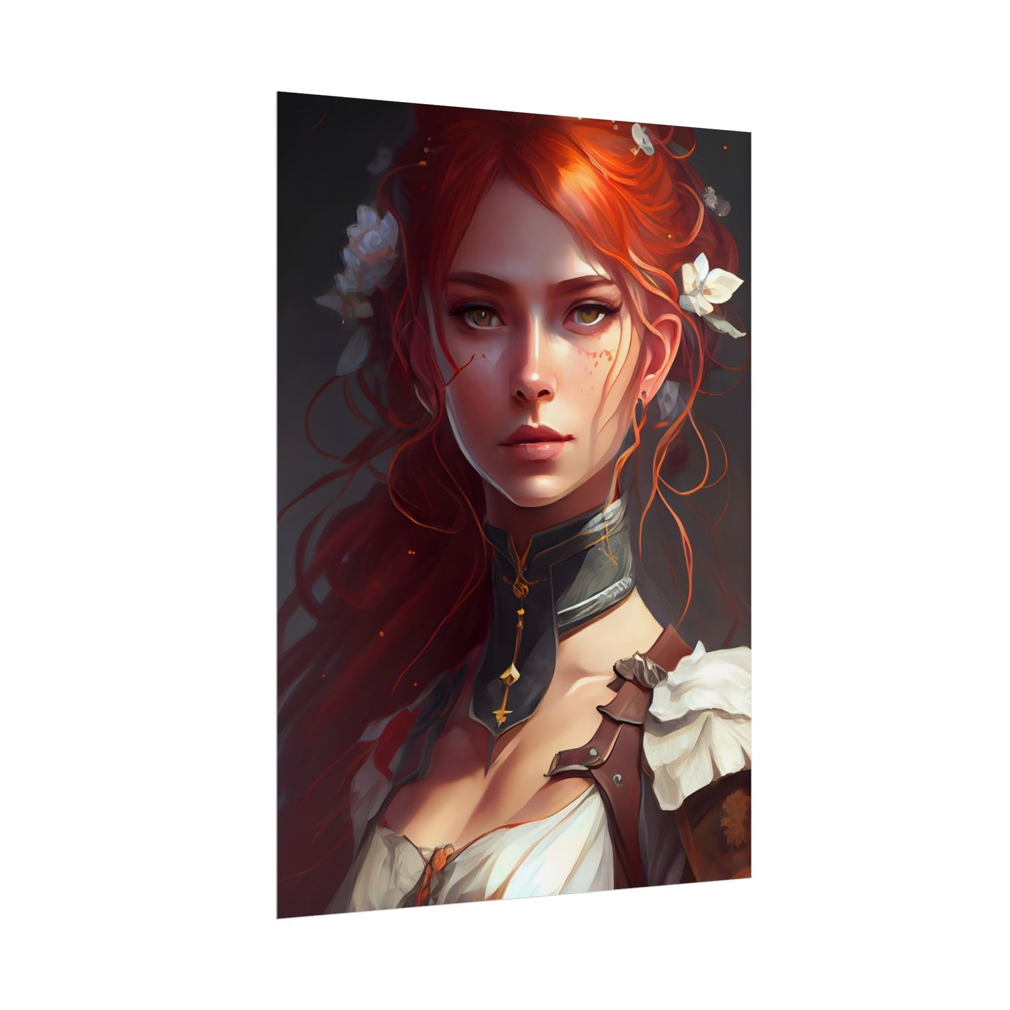 Redheaded Beauty: Formal Portrait in Dark Dress - Poster