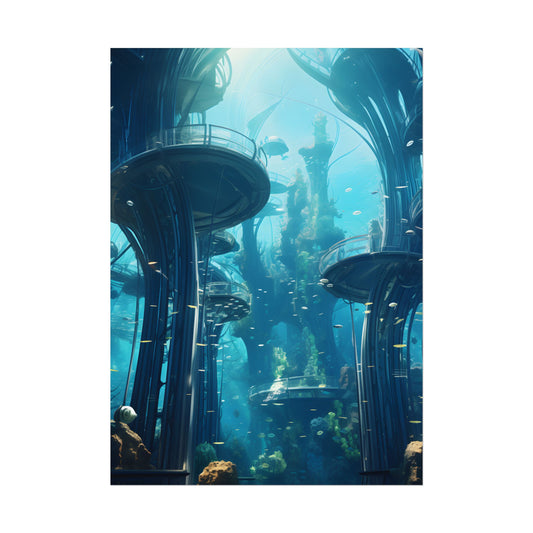 Futuristic Underwater City: Serene Metropol Artwork - Poster