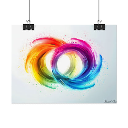 Swirling Colors: Gradient Artwork with Red, Blue, and Yellow Circles - Poster