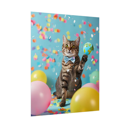 Whimsical Cat in Bow Tie: Close-Up Art Print - Poster