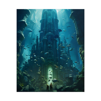 Sunken Ancient City: Underwater Ruins Digital Art - Poster