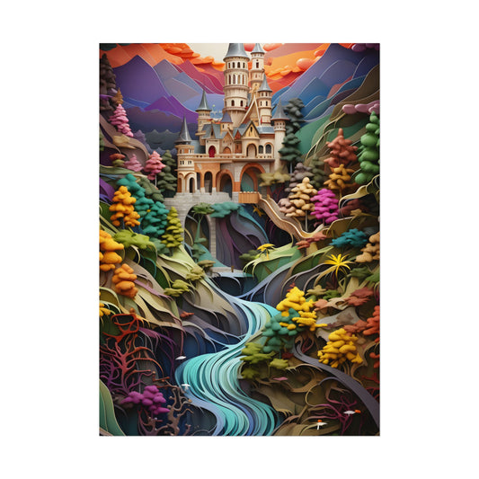 Delicate European Landscape: Paper Quilling Artwork - Poster