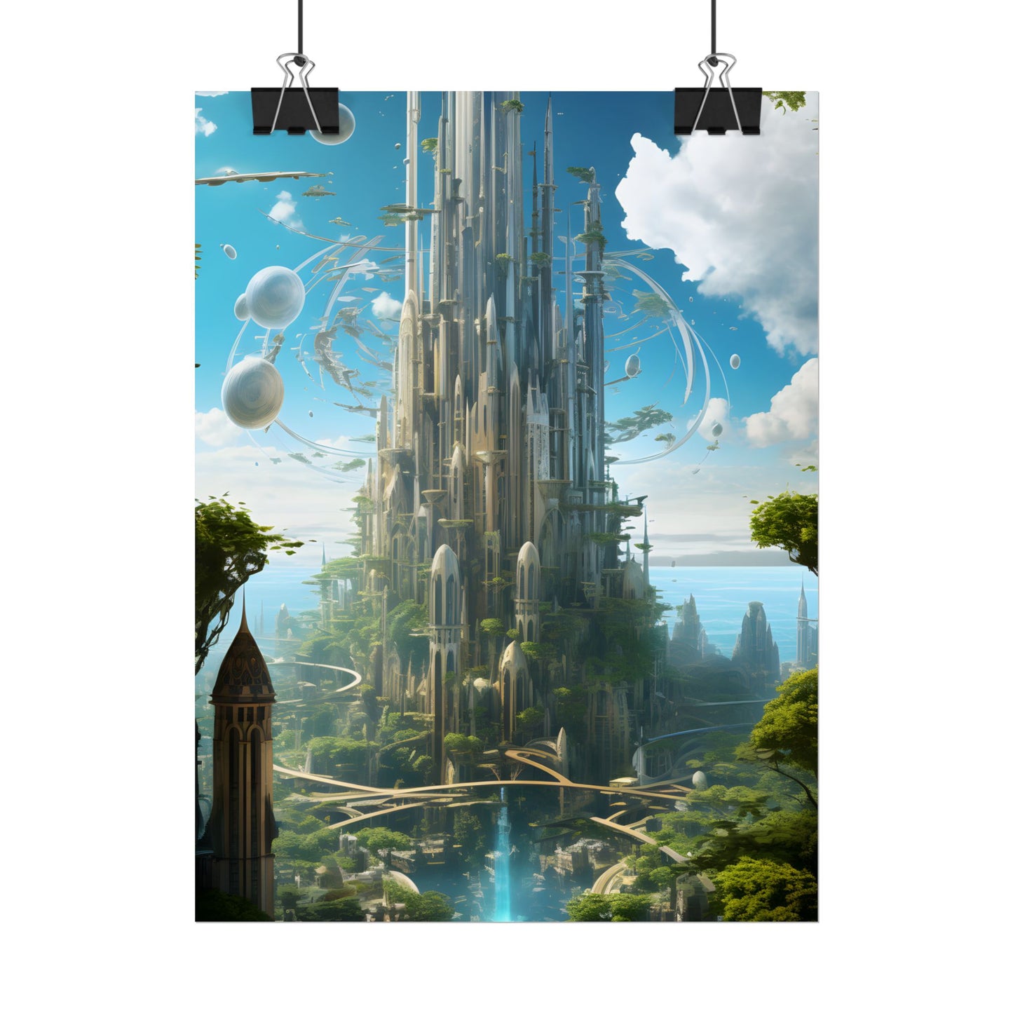 Breathtaking Floating City: Urban Waterways Digital Art - Poster