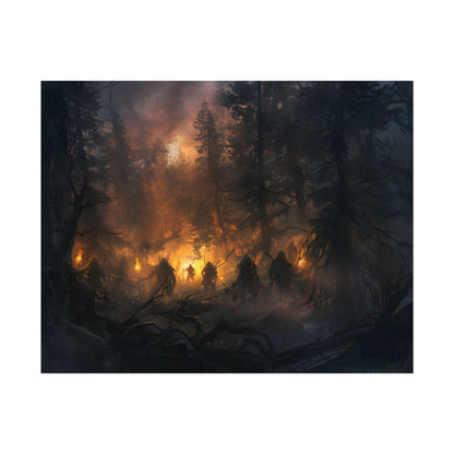 Tranquil Forest Sunset: People Connecting with Nature - Poster